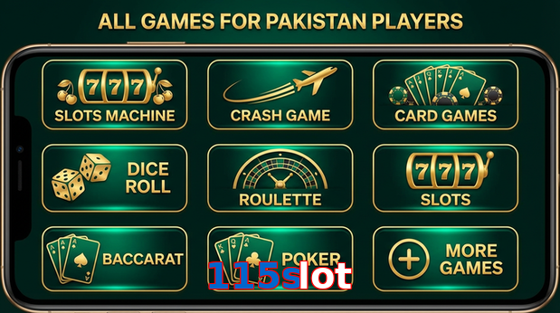 Main screen of 115Slot games page for PK players